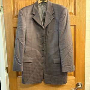 Studio Milano Tessilstrona 7 Button Blazer Sport Coat Wool Gray Checked Mens 43L